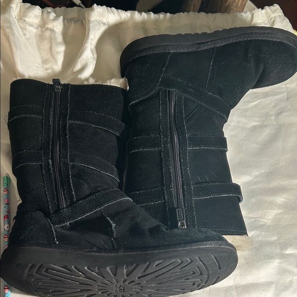 UGG Maddi Black Suede Winter Boots with Fur Trim - Picture 11 of 11